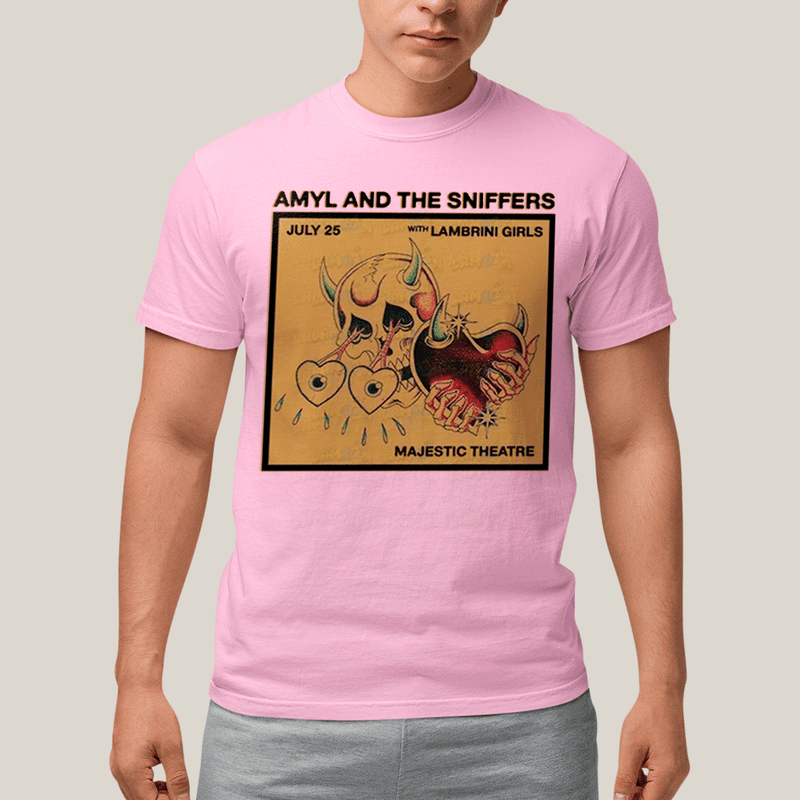 Camiseta Algodão Unissex T shirt- Amyl And The Sniffers Coração Chifrudo