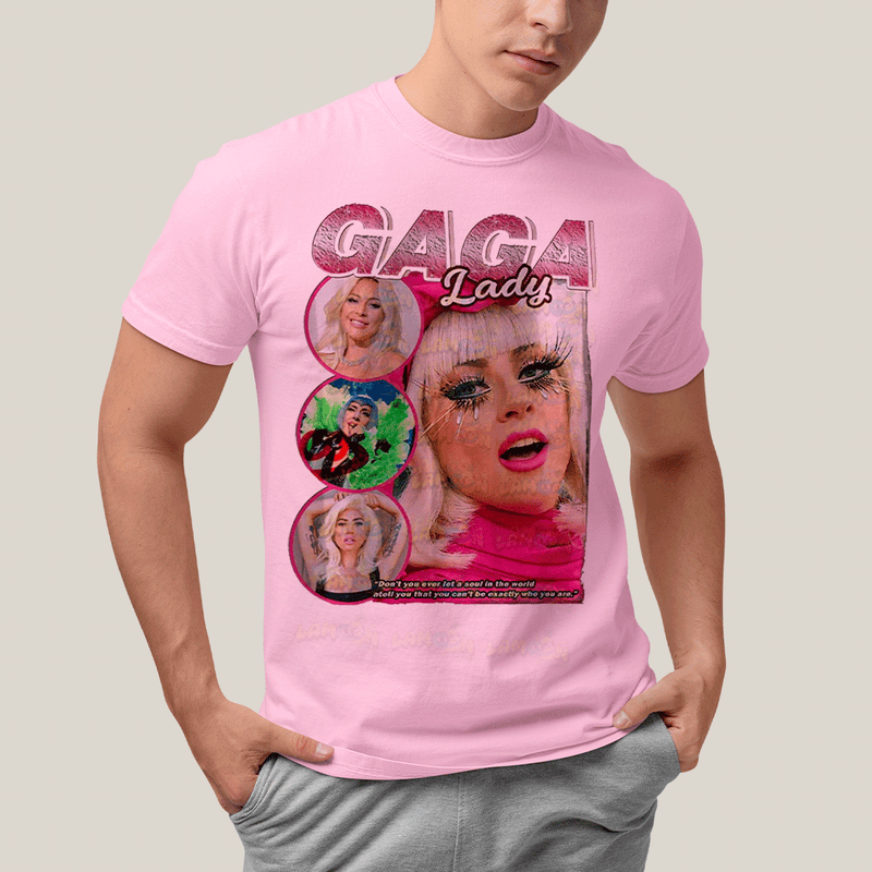 Camiseta Algodão Unissex T shirt- Lady Gaga Cantora Pink