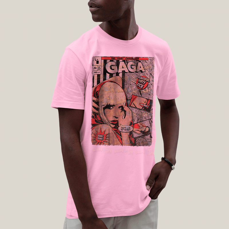 Camiseta Algodão Unissex T shirt- Lady Gaga Capa de HQ