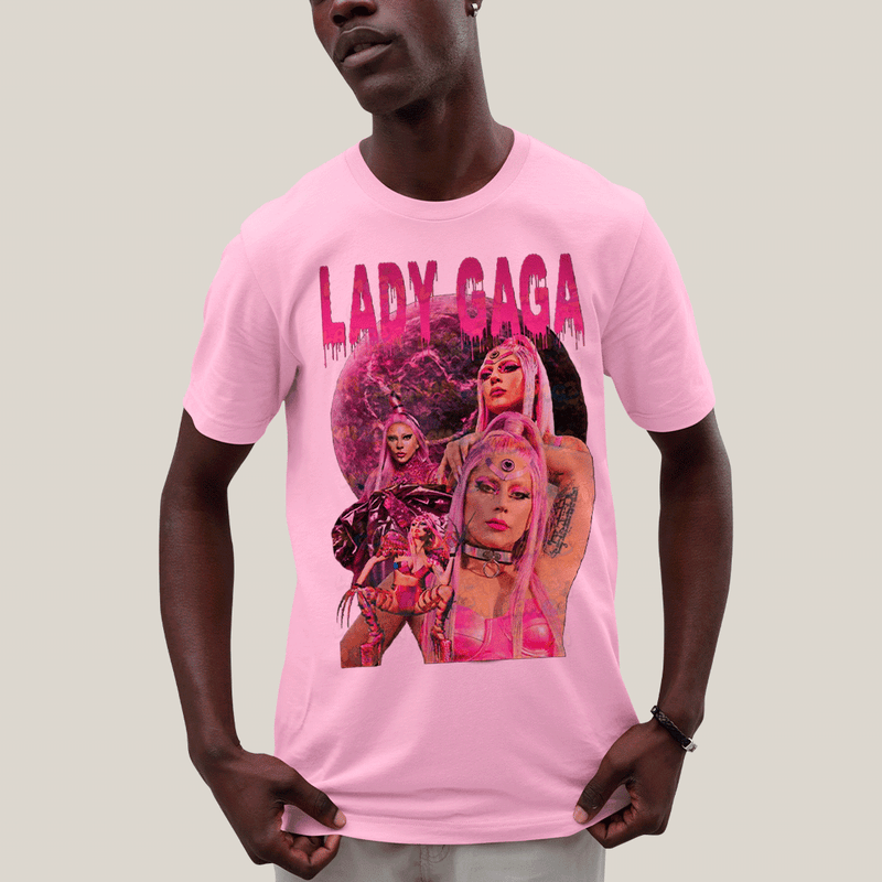 Camiseta Algodão Unissex T shirt- Lady Gaga Alienigena Pink