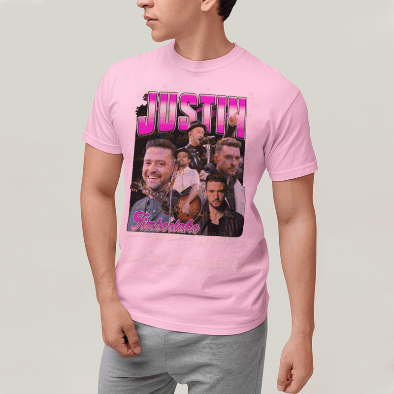 Camiseta Algodão Unissex T shirt-  Justin Timberlake Pink