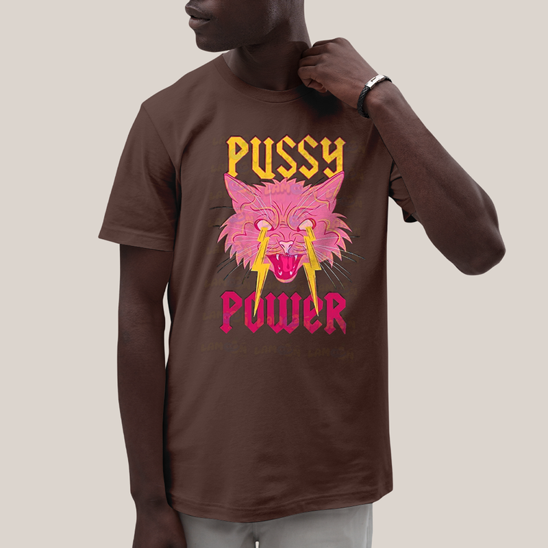 Camiseta Algodão Unissex T shirt Cat Pink Pussy Power