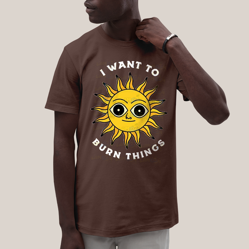 Camiseta Algodão Unissex T shirt Sol Eu Quero Queimar Coisas