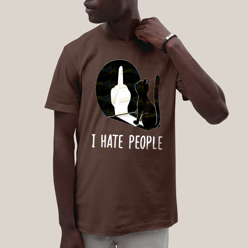 Camiseta Algodão Unissex T shirt Gato I Hate People
