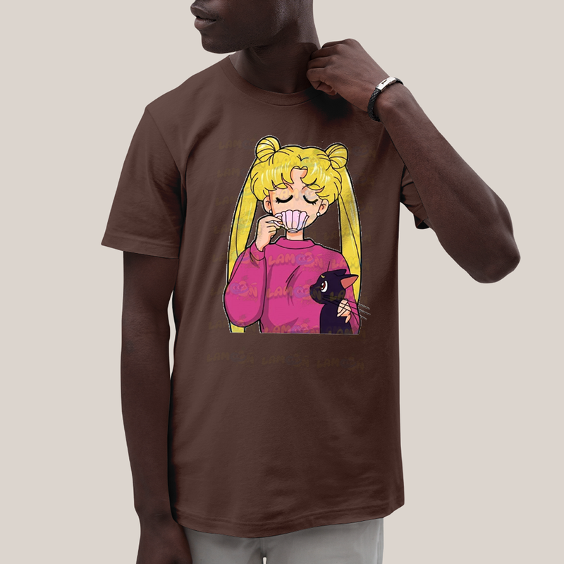 Camiseta Algodão Unissex T shirt Mulher Loira & Gatinho