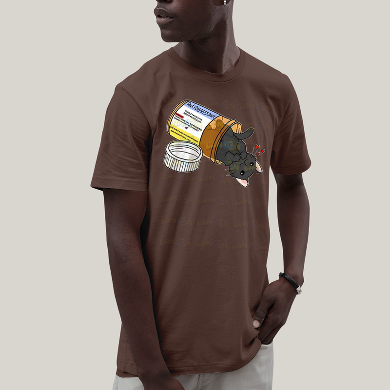 Camiseta Algodão Unissex T shirt Gatinho Fofo Antidepressivo