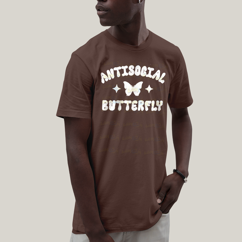 Camiseta Algodão Unissex T shirt Antisocial Butterfly