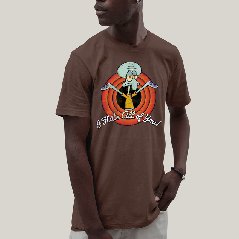 Camiseta Algodão Unissex T shirt Bob Esponja Lula Molusco Odeio Todos Vocês