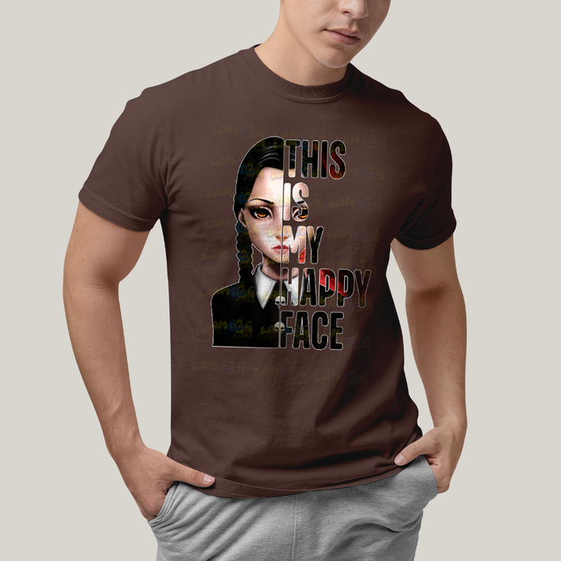 Camiseta Algodão Unissex T shirt Wandinha Essa é Minha Cara Feliz