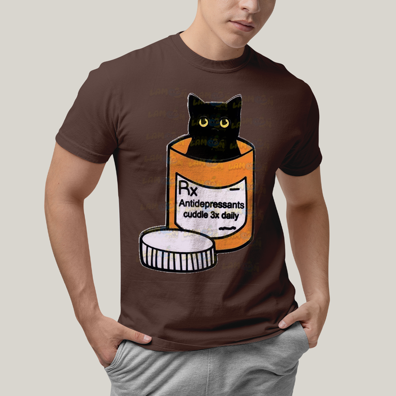 Camiseta Algodão Unissex T shirt Gato Antidepressants