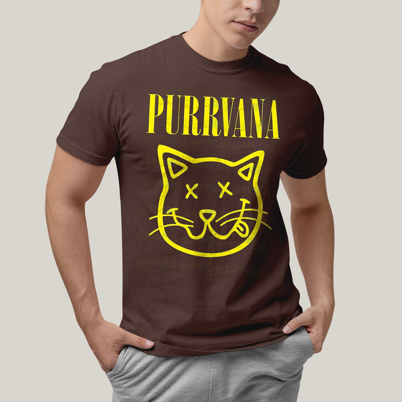 Camiseta Algodão Unissex T shirt Gatinho Purrvana Nirvana