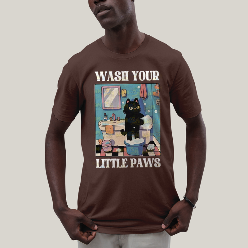 Camiseta Algodão Unissex T shirt Gatinho Lave Sua Patinhas