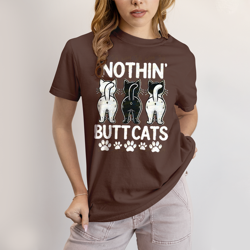 Camiseta Algodão Unissex T shirt Gatinhos Nothin Butt Cats