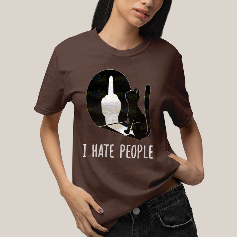 Camiseta Algodão Unissex T shirt Gato I Hate People