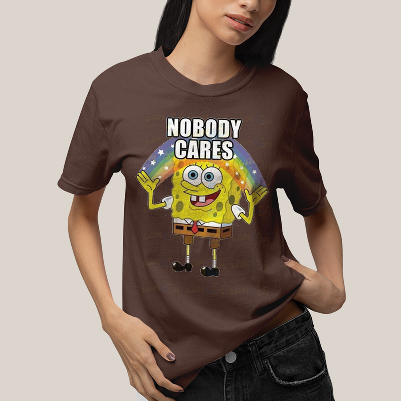 Camiseta Algodão Unissex T shirt Bob Esponja Ninguem Se Importa