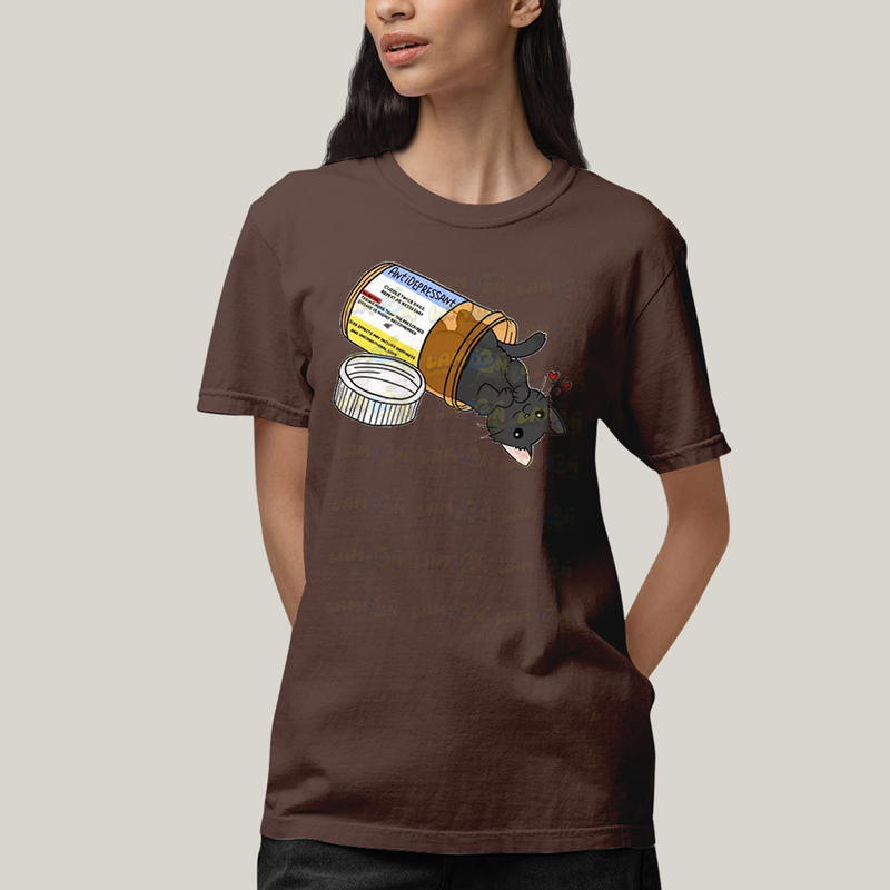 Camiseta Algodão Unissex T shirt Gatinho Fofo Antidepressivo