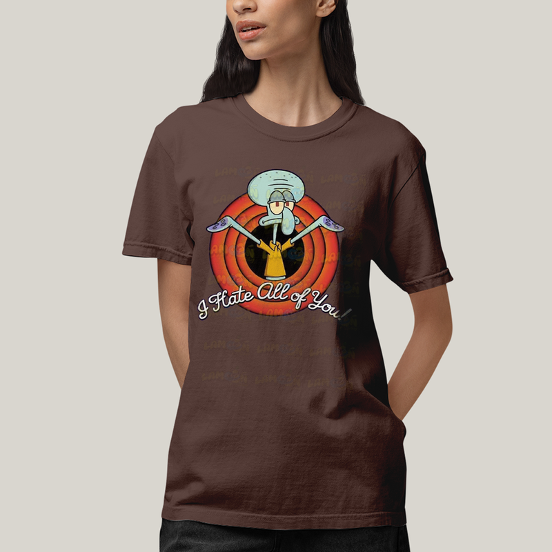 Camiseta Algodão Unissex T shirt Bob Esponja Lula Molusco Odeio Todos Vocês