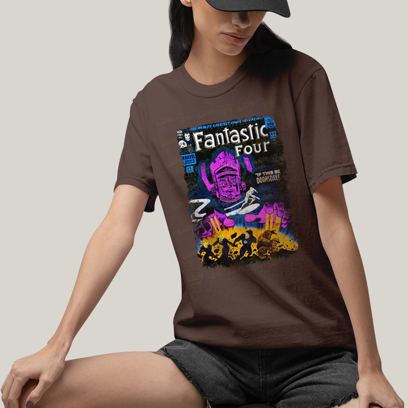 Camiseta Algodão Unissex T shirt Quarteto Fantástico vs Galactus Capa de HQ