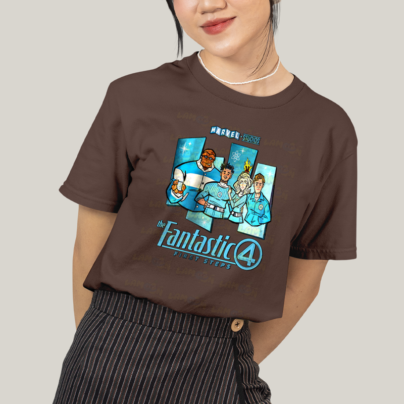 Camiseta Algodão Unissex T shirt Quarteto Fantástico Primeiros Passos Cartunesco