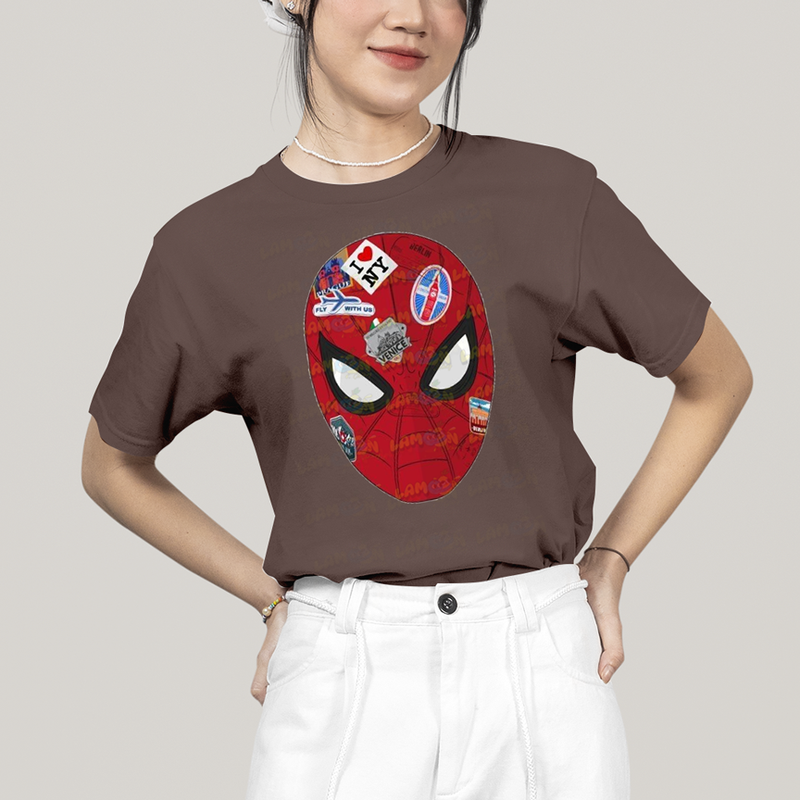 Camiseta Algodão Unissex T shirt Homem Aranha Rosto Figurinhas