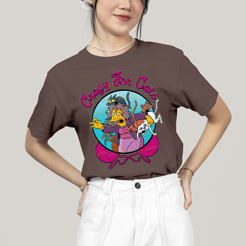 Camiseta Algodão Unissex T shirt Simpsons Crazy For Cats