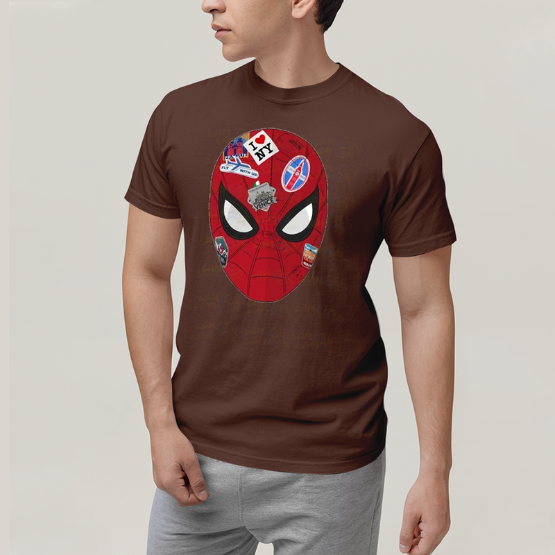 Camiseta Algodão Unissex T shirt Homem Aranha Rosto Figurinhas