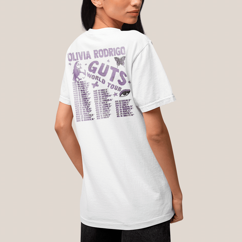 Camiseta Algodão Unissex T shirt Olivia Rodrigo Guts World Tour FC