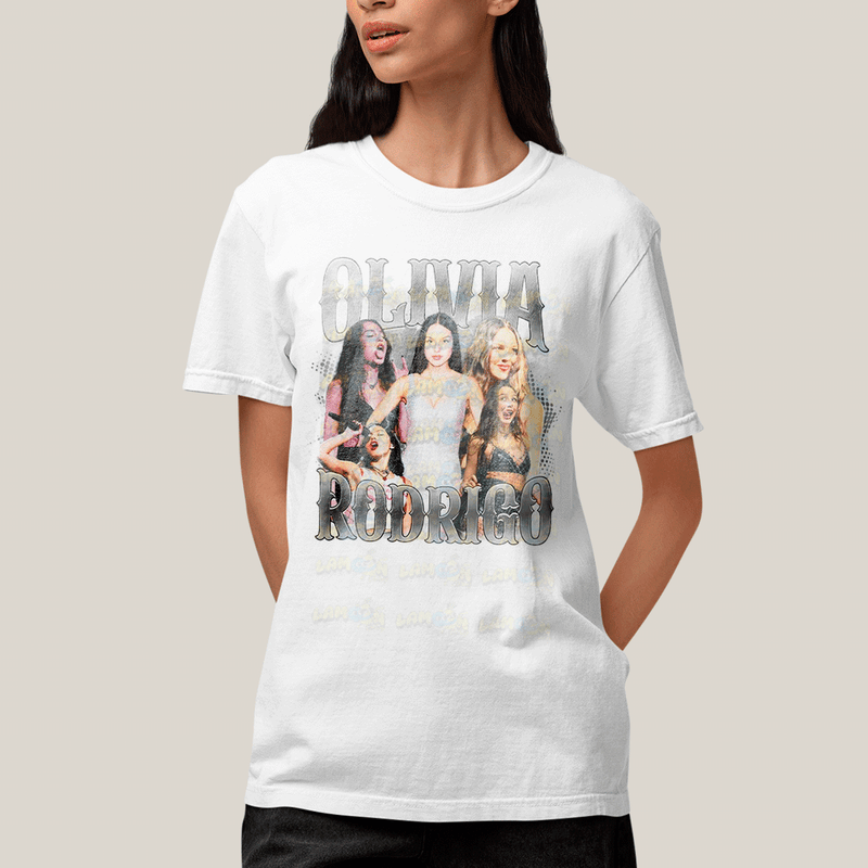 Camiseta Algodão Unissex T shirt Olivia Rodrigo Prateado 1
