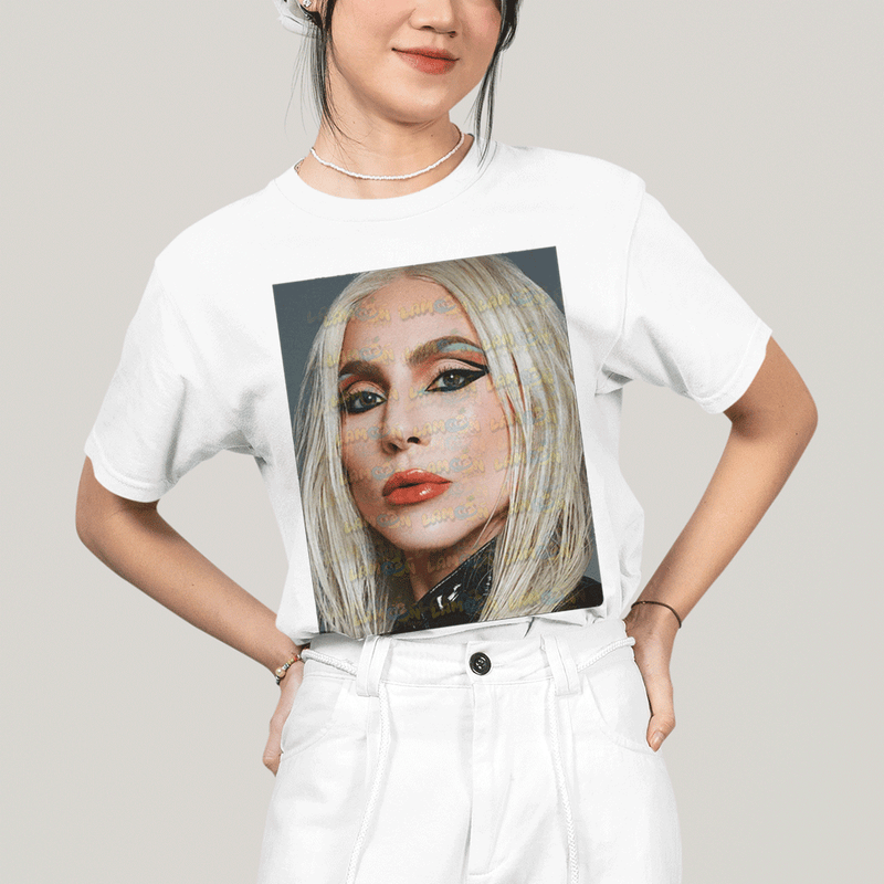 Camiseta Algodão Unissex T shirt- Lady Gaga Cantora Rosto