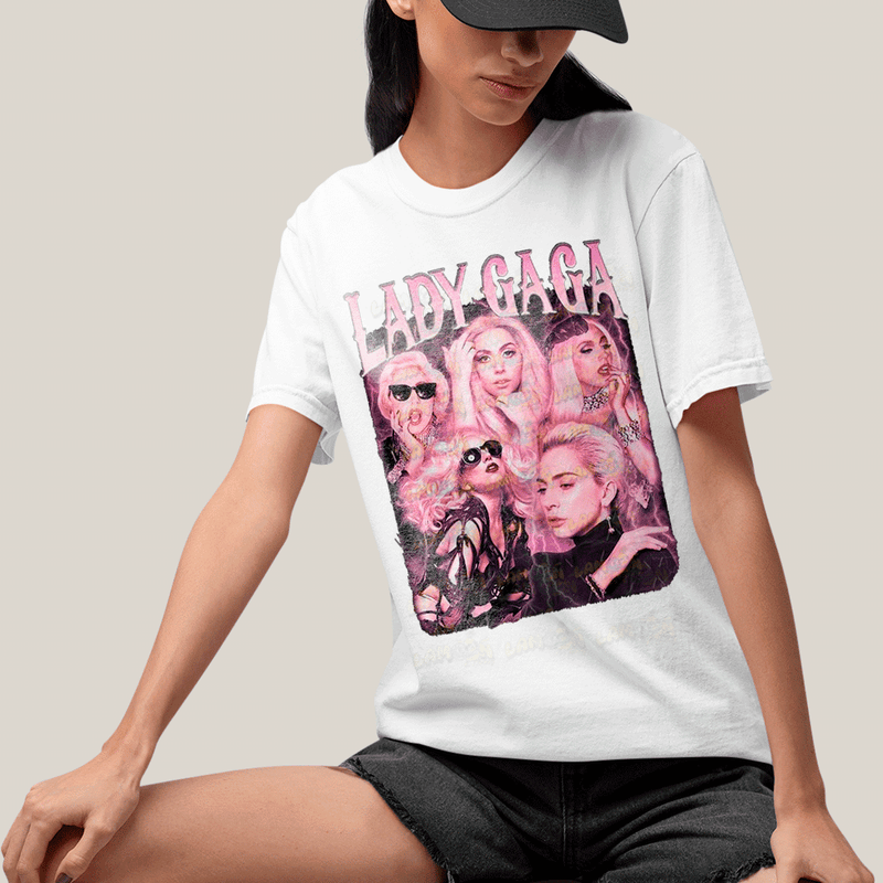 Camiseta Algodão Unissex T shirt-  Lady Gaga Artista Rose