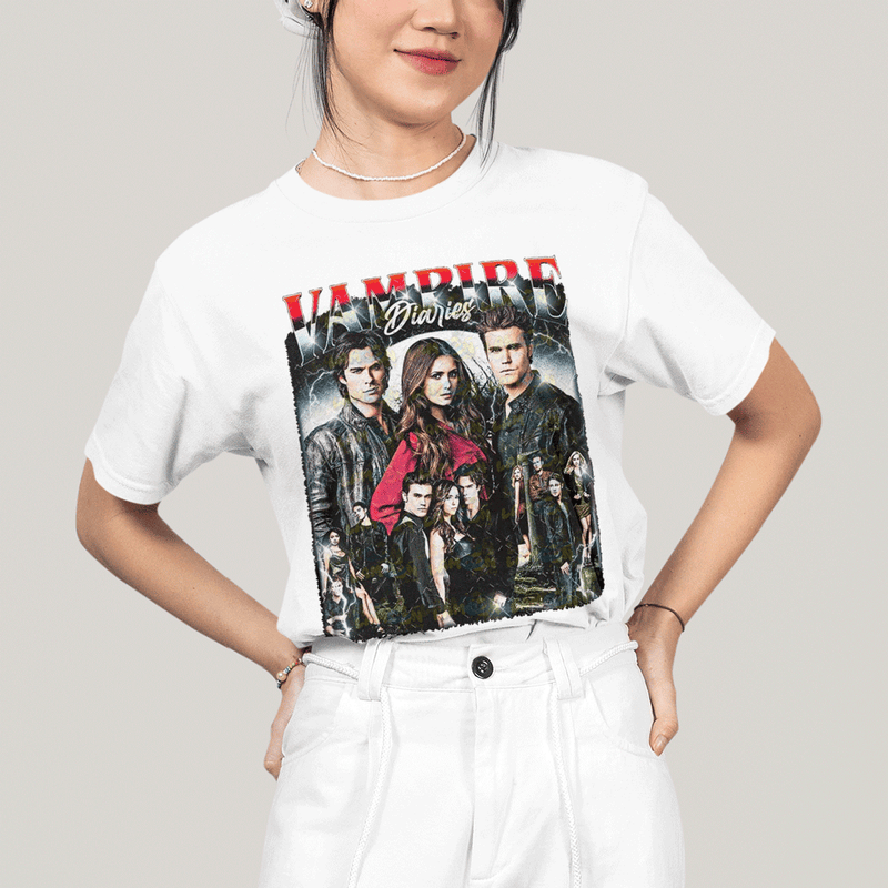 Camiseta Algodão Unissex T shirt- Diario de Um Vampiro Personagens
