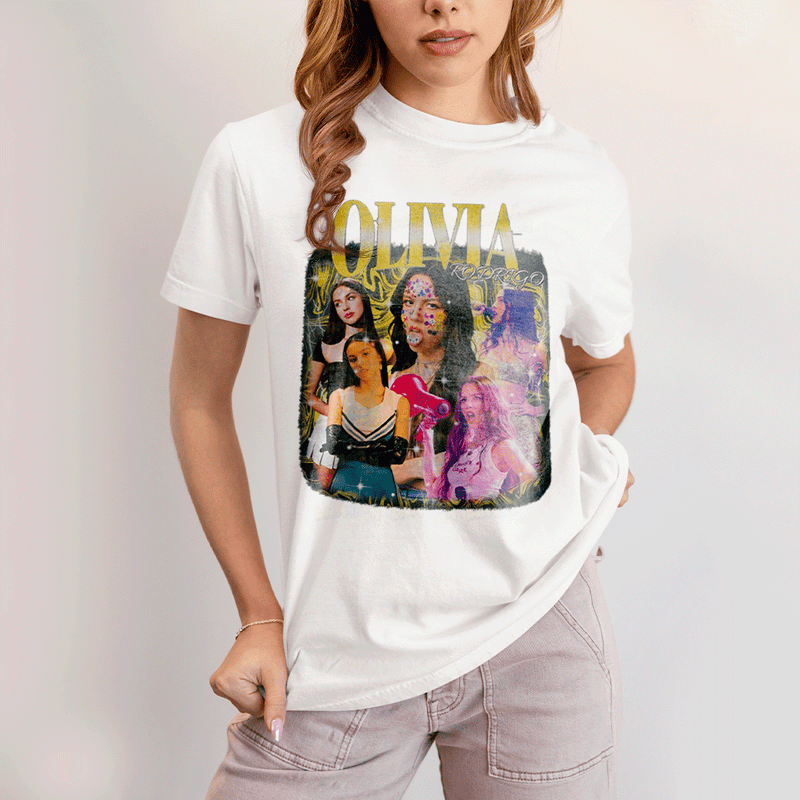 Camiseta Algodão Unissex T shirt Olivia Rodrigo Cantora Amarelo
