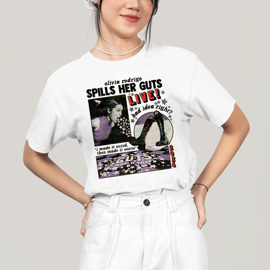 Camiseta Algodão Unissex T shirt Olivia Rodrigo Spill Her Guts