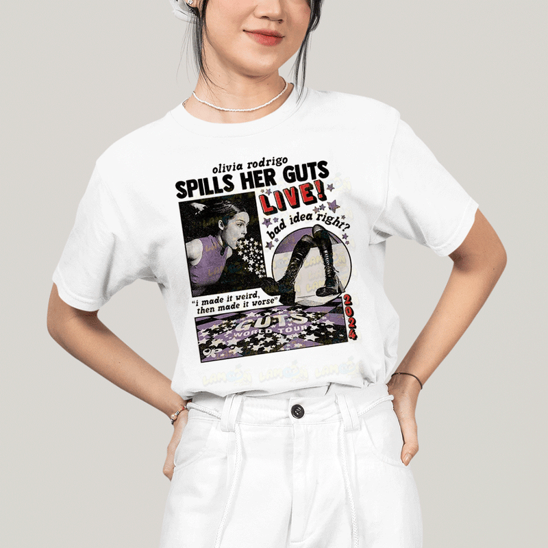 Camiseta Algodão Unissex T shirt Olivia Rodrigo Spill Her Guts