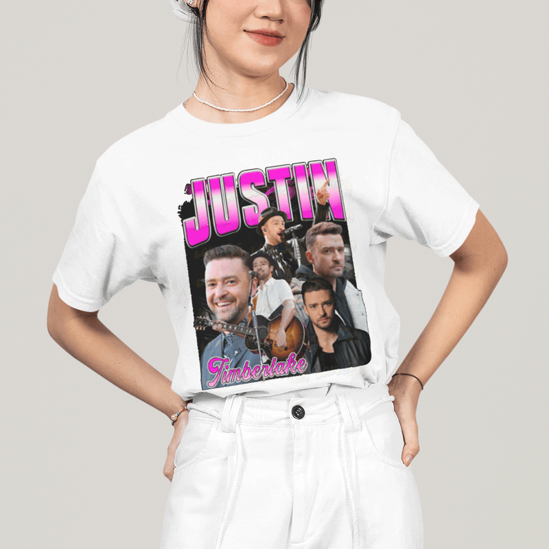 Camiseta Algodão Unissex T shirt-  Justin Timberlake Pink