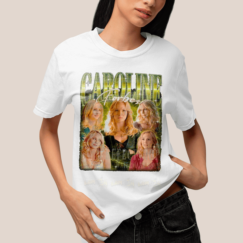 Camiseta Algodão Unissex T shirt- Diario de Um Vampiro Caroline Forbes Amarelo