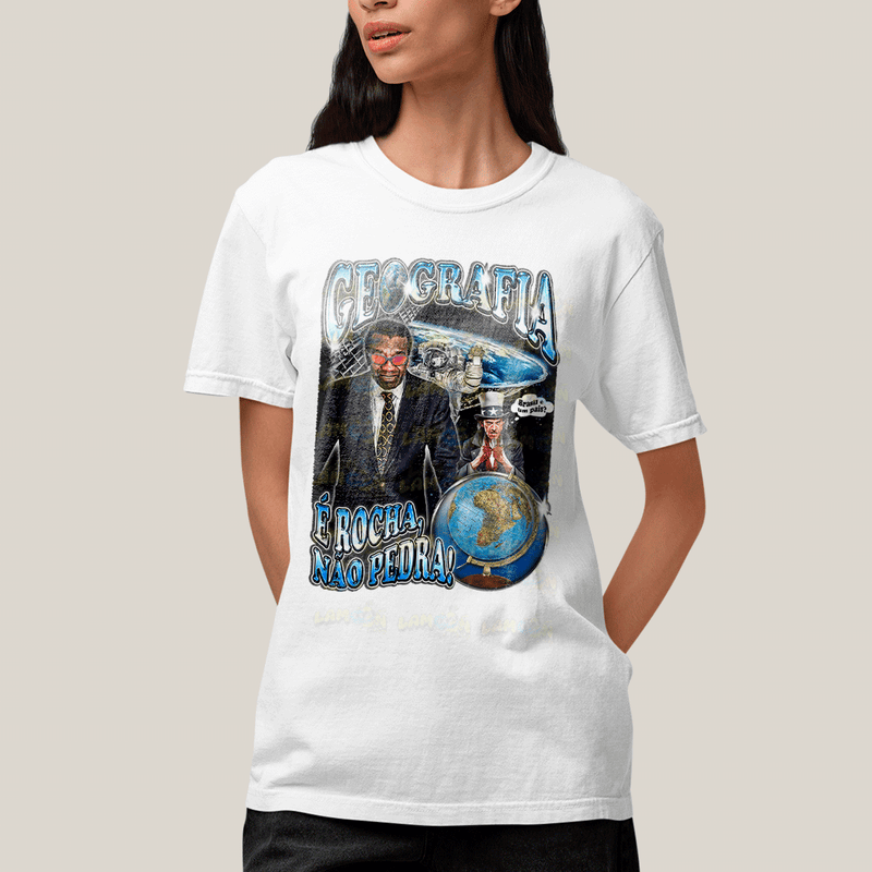 Camiseta Algodão Unissex T shirt- Geografia é Rocha Não Pedra!