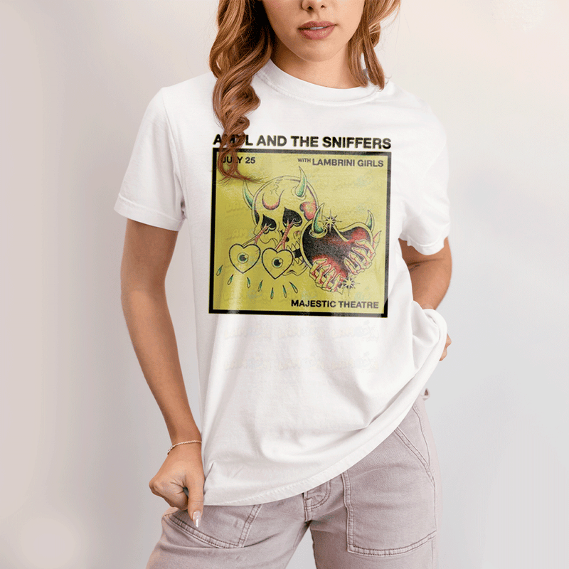 Camiseta Algodão Unissex T shirt- Amyl And The Sniffers Coração Chifrudo