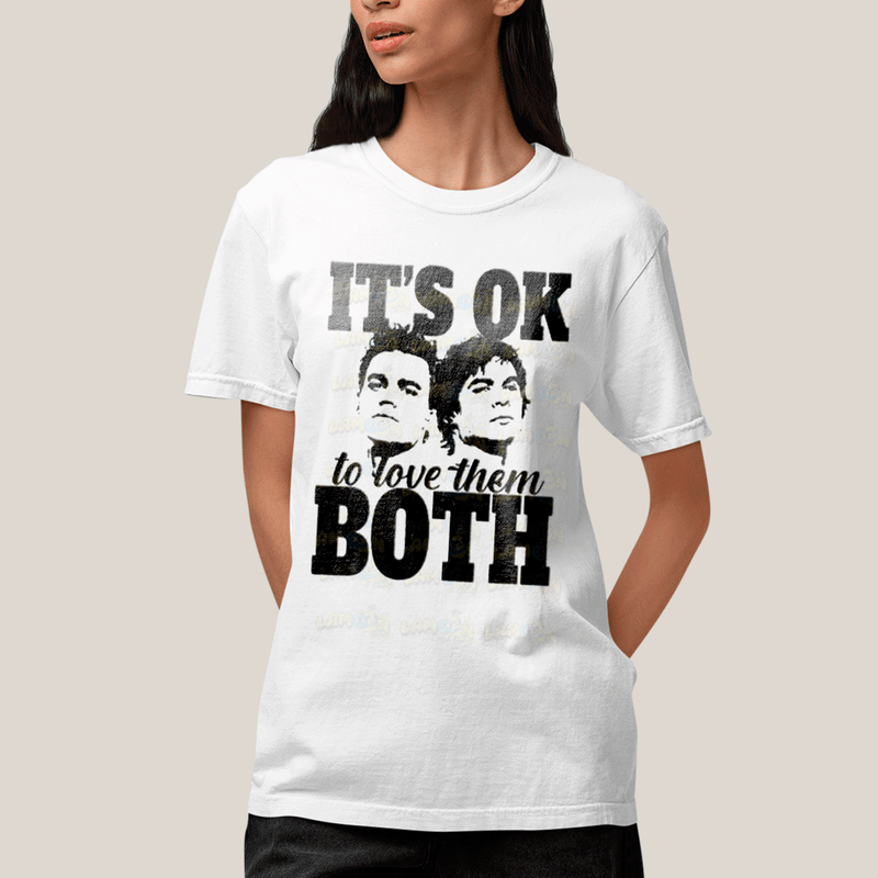 Camiseta Algodão Unissex T shirt- Diario de Um Vampiro Irmãos Salvatore Is Love Them Both