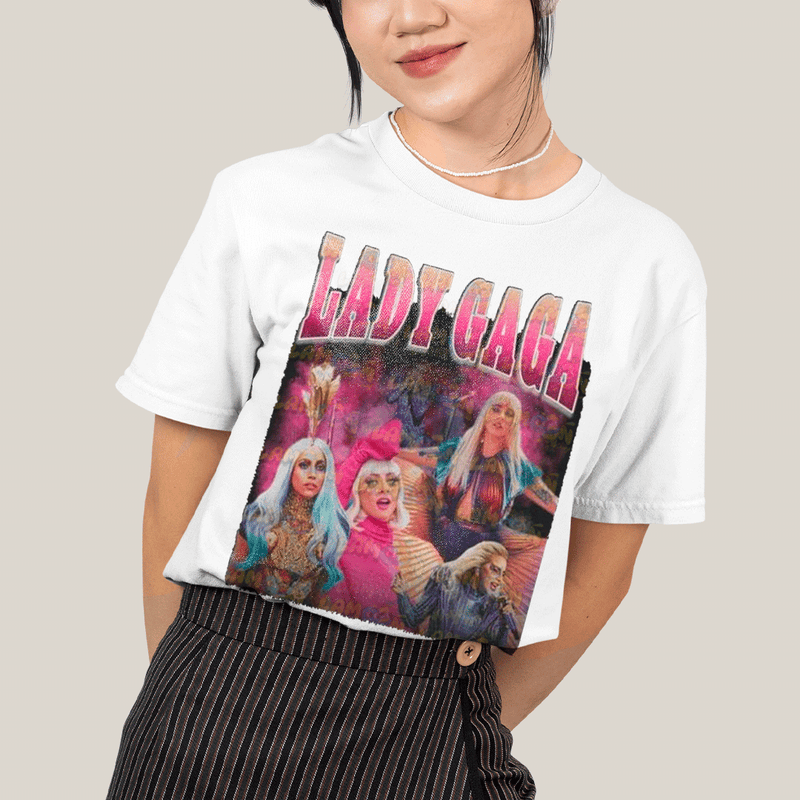 Camiseta Algodão Unissex T shirt- Lady Gaga Artista Pink
