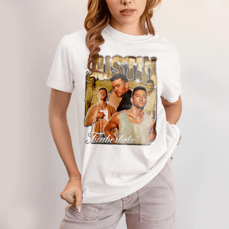 Camiseta Algodão Unissex T shirt- Justin Timberlake Dourado-