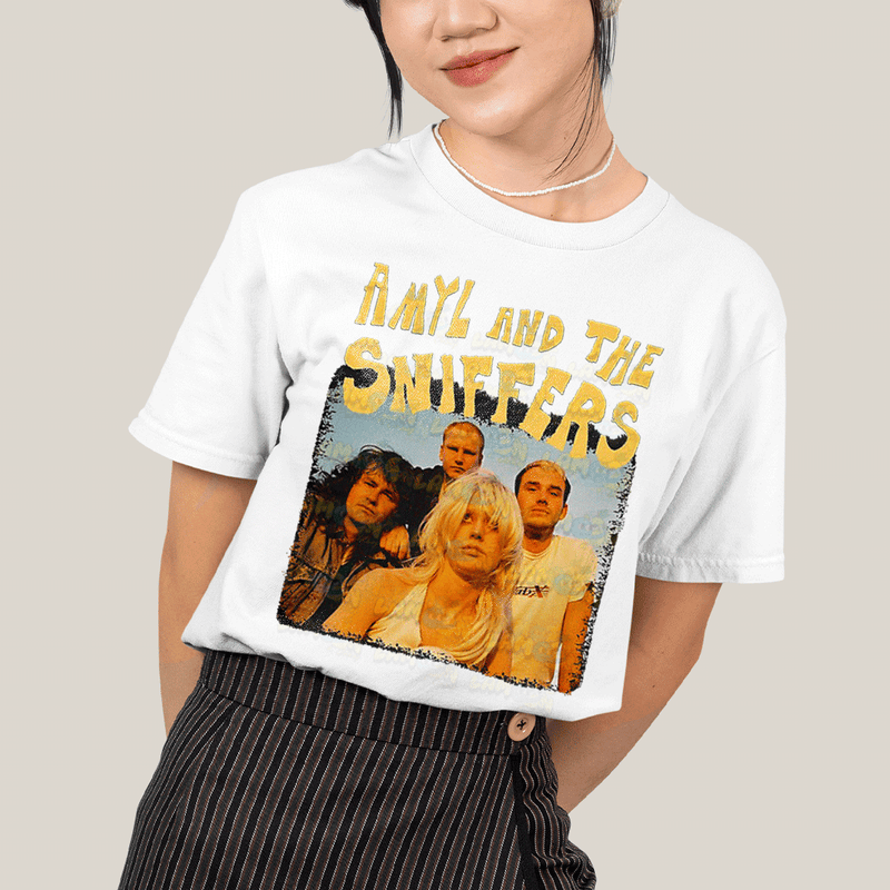 Camiseta Algodão Unissex T shirt- Amyl And The Sniffers Amarela