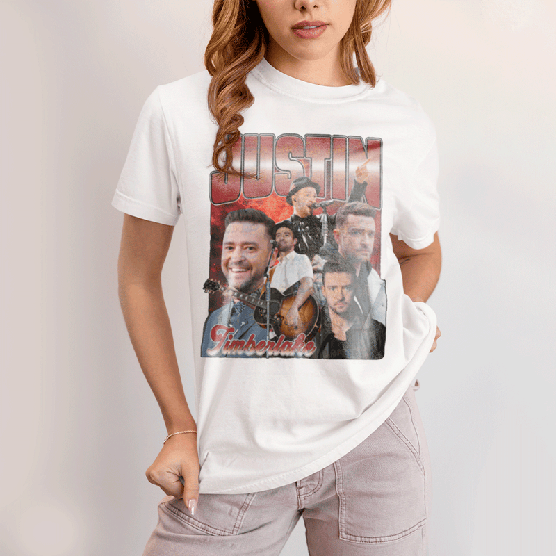 Camiseta Algodão Unissex T shirt- Justin Timberlake Vermelho