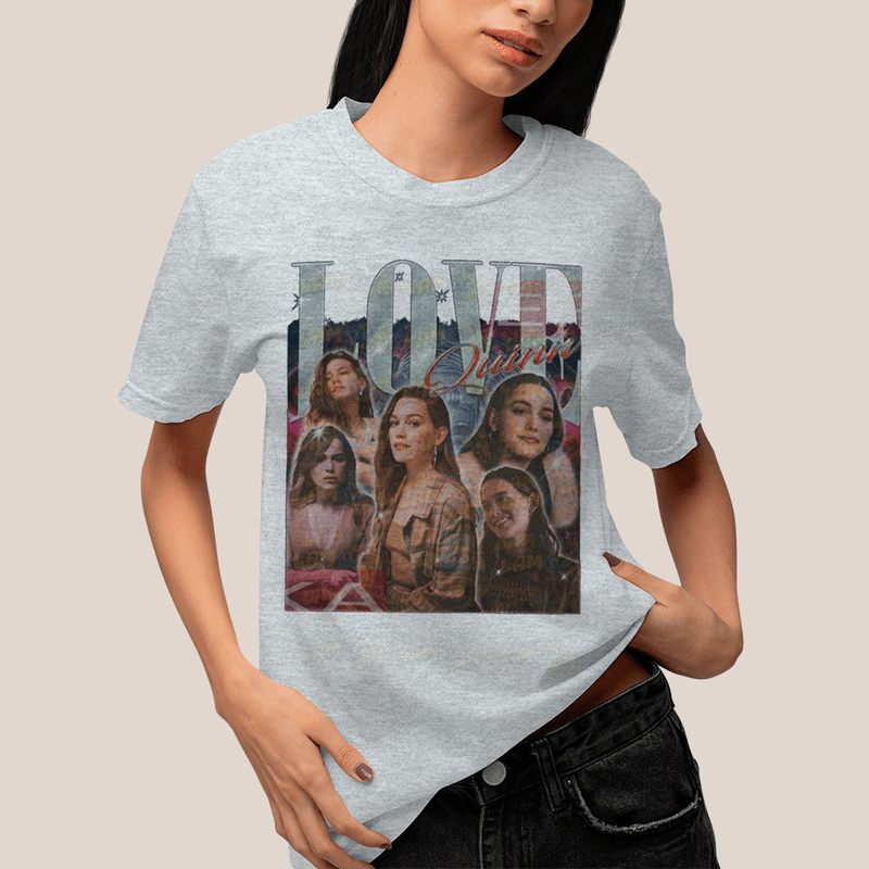 Camiseta Algodão Unissex T shirt- Love Quinn Prata