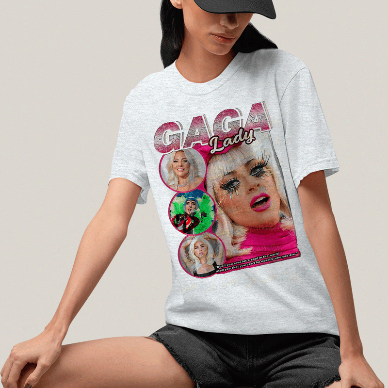 Camiseta Algodão Unissex T shirt- Lady Gaga Cantora Pink