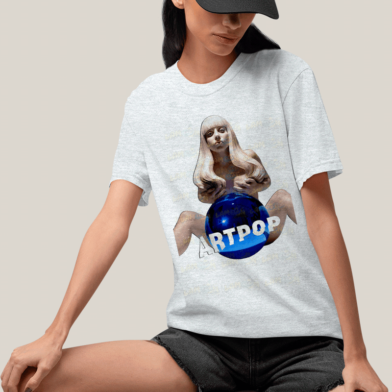 Camiseta Algodão Unissex T shirt- Lady Gaga Bola Azul