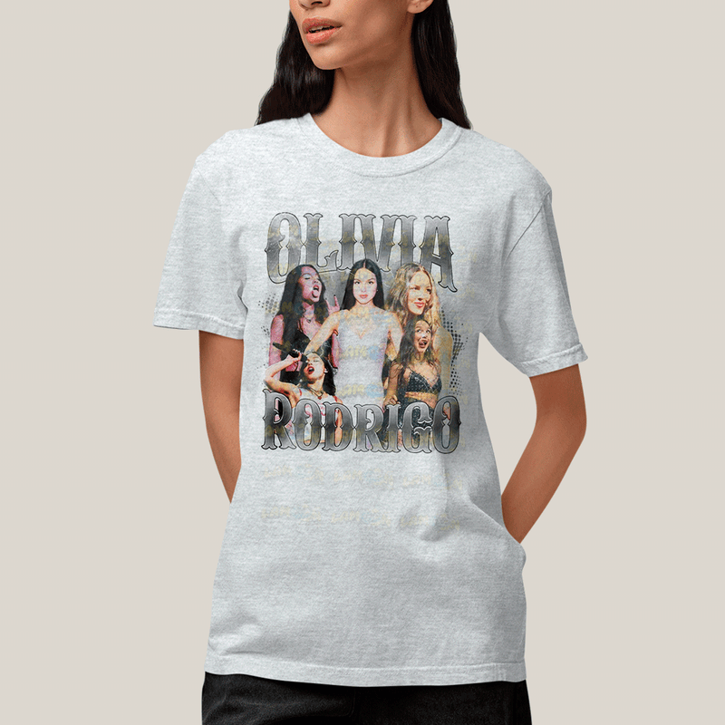 Camiseta Algodão Unissex T shirt Olivia Rodrigo Prateado 1