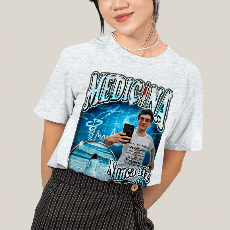 Camiseta Algodão Unissex T shirt- Medicina Nunca Fiz Caligrafia-