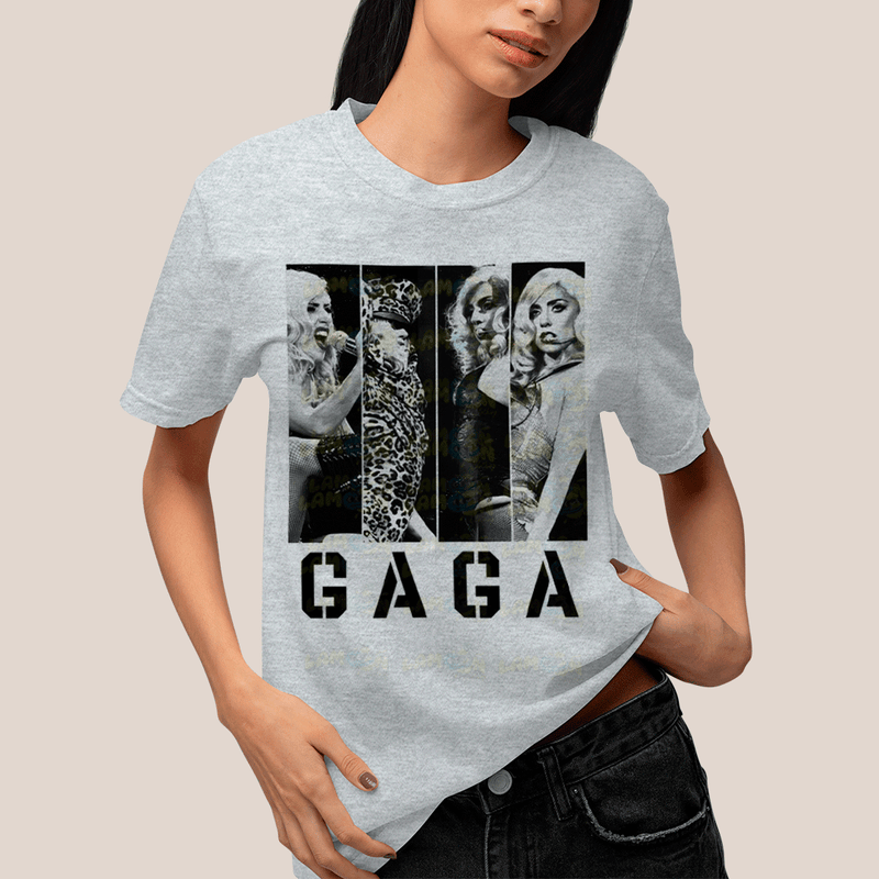 Camiseta Algodão Unissex T shirt- Lady Gaga Black White