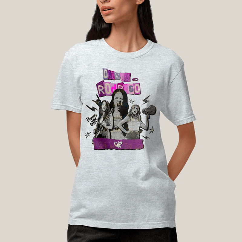 Camiseta Algodão Unissex T shirt Olivia Rodrigo Punk´s Not Dead